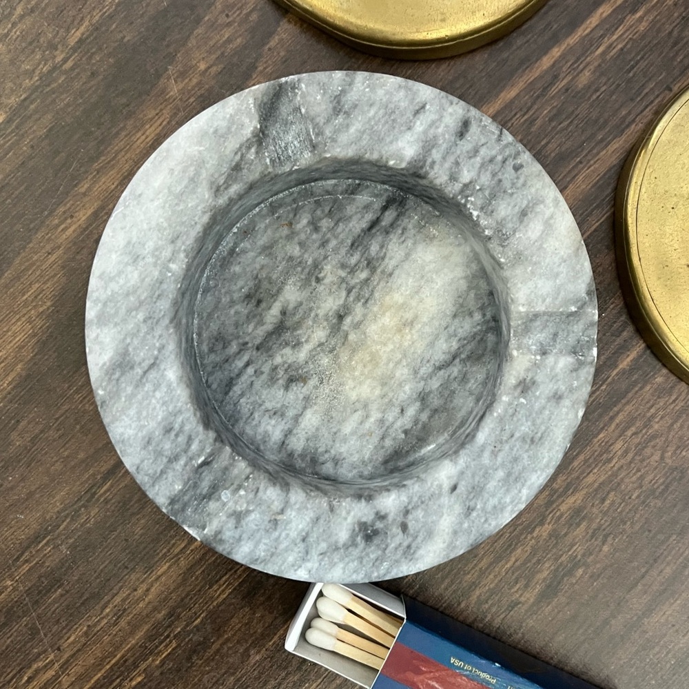 Gray Marble Stone Ash Tray or Trinket Dish for Rings, Jewelry, Etc.